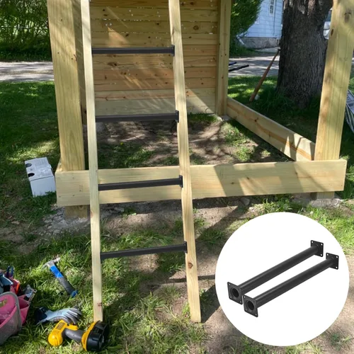 Miniatura 4 de Juego de 6 barras de mono negro para exteriores, juego de 6 peldaños de escalera para juegos y juegos infantiles, barras de seguridad para escalar