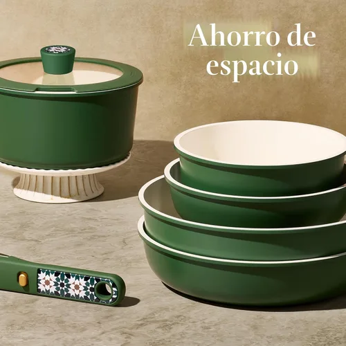 Miniatura 4 de CAROTE Juego de utensilios de cocina de cerámica de 19 piezas, juego de ollas y sartenes antiadherentes, no tóxicos, mango desmontable, juego