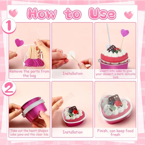 Miniatura 5 de Vesici El juego de 300 moldes para tartas de corazón incluye 3.4 onzas de aluminio, desechables, para San Valentín, corazón, postre, bandeja