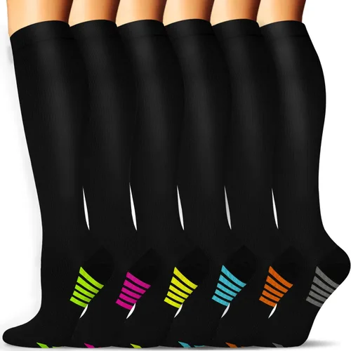 Miniatura 48 de SunFeeling - Calcetines de compresión para mujeres y hombres, 6 pares, brinda soporte a enfermeras, al correr, practicar atletismo y deportes