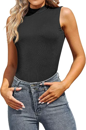Miniatura 8 de 3 piezas de camisas sin mangas de cuello alto falso para mujer, camisetas elásticas ajustadas, básicas, ligeras, para capas