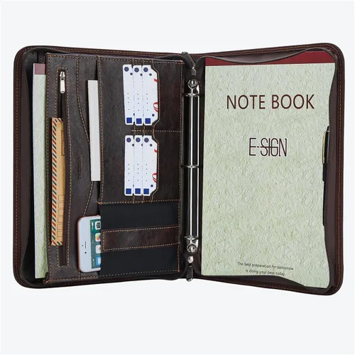 Miniatura 10 de Cuaderno Portafolio de Cuero con Carpeta, Portapapeles de Almacenamiento con Cubierta para Soporte de Bloc Legal Tamaño Carta A4, Bloc de Escritura