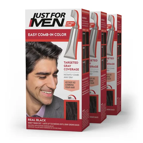 Miniatura 11 de Just For Men Easy Comb-In Color - Tinte para el cabello para hombre, fácil aplicación sin mezcla, con aplicador de peine, marrón oscuro, A-50