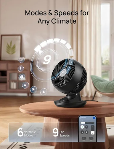 Miniatura 5 de DREO Ventilador inteligente para dormitorio, potente flujo de aire de 85 pies, 12 pulgadas, ventiladores de escritorio silenciosos de 20 dB, Negro