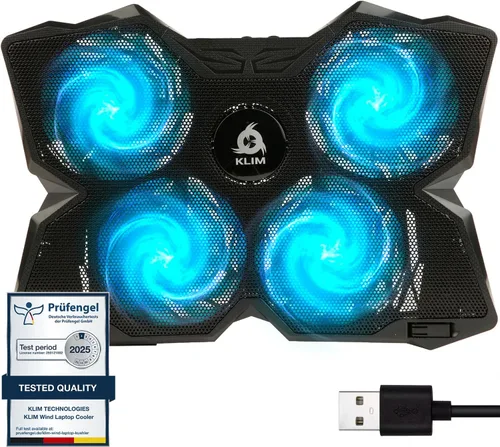 Miniatura 13 de KLIM Almohadilla de enfriamiento para laptop Wind - Más de 500 000 unidades vendidas - Nuevo - El ventilador de enfriamiento de acción rápida más