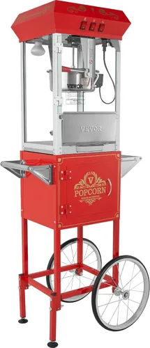 Miniatura 10 de VEVOR Máquina Comercial de Palomitas de Maíz, Hervidor de 8 Oz, Fabricadora de Palomitas de 850 W sobre Ruedas para 48 Tazas por Lote, Estilo Teatro