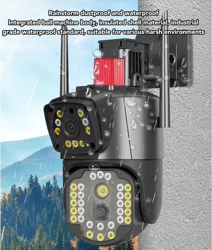 Miniatura 8 de Cámara de seguridad de doble lente al aire libre, 360 grados giratoria 1080P impermeable cámara de seguridad al aire libre para estanque de peces