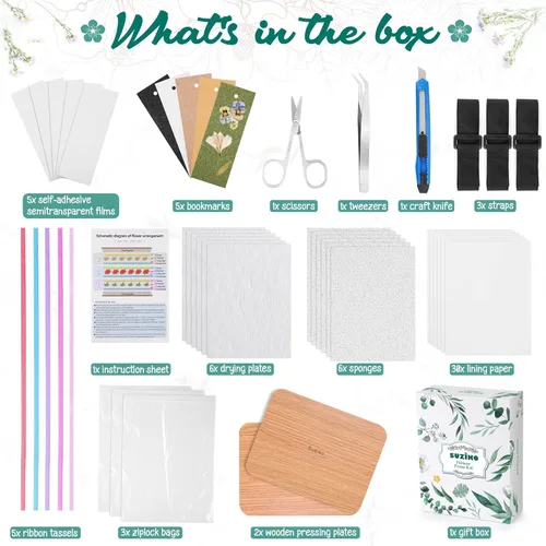 Miniatura 2 de Suziko Kit profesional de prensa de flores de 6 capas de 6.3 x 8.3 pulgadas, marrón, kit de prensado de flores para adultos y niños, gran regalo