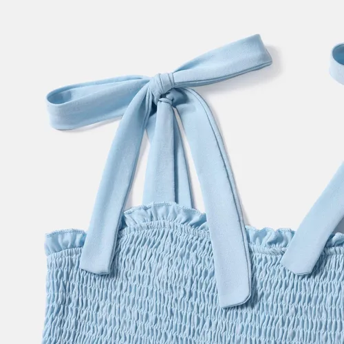 Miniatura 2 de IFFEI Vestidos de verano para mamá y yo, trajes a juego con tirantes delgados, cuello cuadrado, volantes, acampanado, vestido largo para la playa