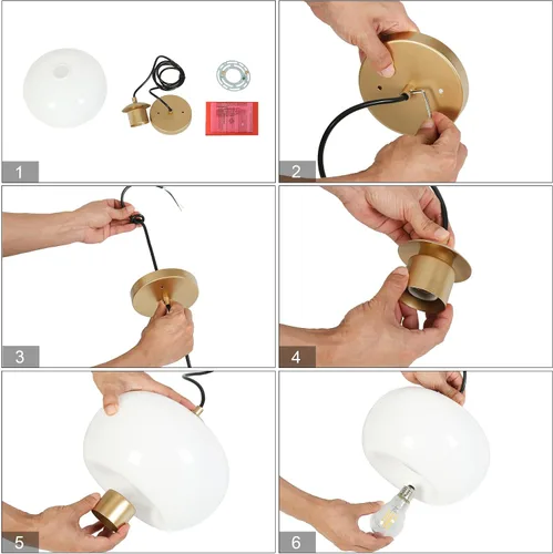 Miniatura 7 de KSANA Luces colgantes para isla de cocina, 9.5 pulgadas, blanco y dorado, iluminación colgante sobre la isla, lámparas colgantes modernas