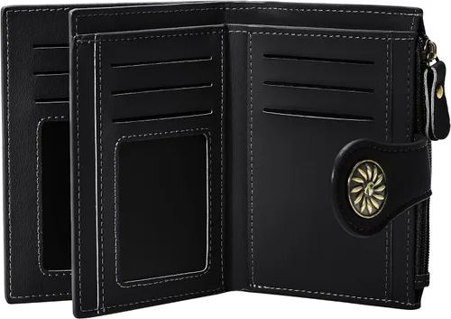 Miniatura 16 de Tipmile Billeteras pequeñas de cuero para mujer, con 2 ventanas de identificación, con bloqueo RFID, tarjetero con cremallera y bolsillo