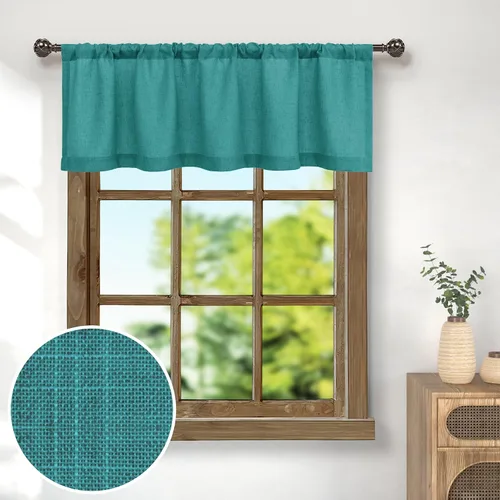 Miniatura 11 de Pitalk - Cenefa de ventana de lino negro para cocina, bolsillo para barra de 3 pulgadas, semitransparente, estilo bohemio moderno de granja, cenefa