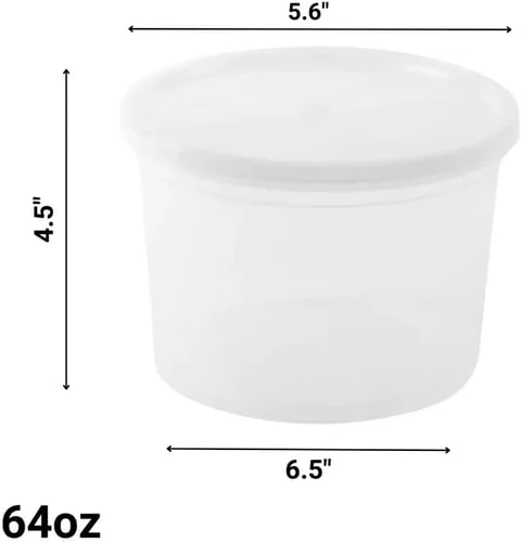 Miniatura 2 de Recipientes de delicatessen con tapas, 64 onzas, a prueba de fugas, 500 juegos de vasos de plástico sin BPA, recipiente hermético transparente