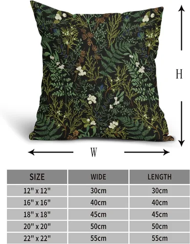 Miniatura 4 de Juego de 2 fundas de almohada de plantas verdes de 18 x 18 pulgadas, diseño de hojas de helecho botánico verde salvia, primavera, verano, vintage