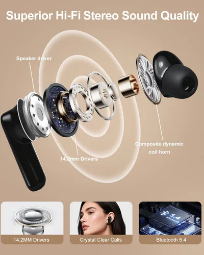 Miniatura 5 de Auriculares inteligentes con pantalla táctil, auriculares de pantalla táctil, auriculares inalámbricos Bluetooth 5.4, auriculares táctiles