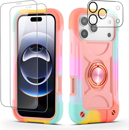 Miniatura 15 de Funda para iPhone Se3/iPhone Se2, iPhone 6/6S, iPhone 7/iPhone 8 de 4.7 pulgadas con soporte de anillo, con 2 protectores de pantalla resistentes
