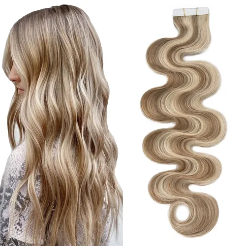 Miniatura 19 de Extensiones de cabello Sego, cabello humano estilo remy, con cinta adhesiva, lacio, cinta adhesiva de entramado tipo piel, sin costuras, invisible