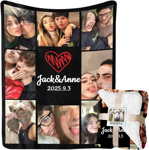 Miniatura 25 de Manta personalizada con imágenes y nombre, manta de franela personalizada, regalo de "Te quiero" para Navidad, cumpleaños, San Valentín, regalo