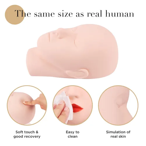 Miniatura 3 de Cabeza de maniquí para entrenamiento de prácticas de maquillaje, extensiones de pestañas, pinturas, herramienta suave de LASHVIEW