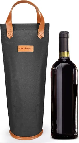 Miniatura 11 de Tirrinia Bolsa transportadora de vino individual, bolsa térmica para enfriar vino para viajes, picnic y regalos de vino, bolsa acolchada térmica