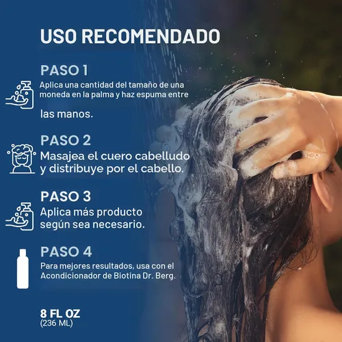 Miniatura 7 de Dr. Berg - Champú de biotina para hombres y mujeres (fórmula mejorada de alto rendimiento), probado y certificado de forma independiente, sin