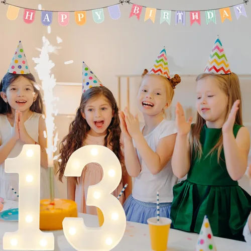 Miniatura 3 de Números Decorativos con Luces LED, Decoraciones de Cumpleaños número 13, Luces de Números LED Blanco Cálido, Letrero de Número de Marquesina