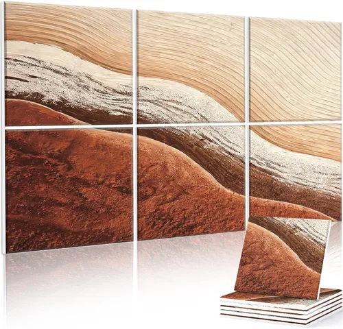 Miniatura 22 de JBER Paneles acústicos para pared - 6 piezas de 23.6 X 23.6 pulgadas con estampado de patrón de madera, paneles insonorizantes decorativos Lago
