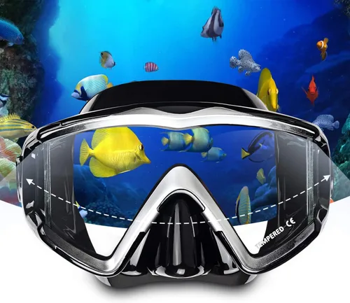 Miniatura 5 de Máscara de buceo Pano 3 para adultos, máscara de esnórquel de vidrio templado, máscara de natación antivaho sin fugas, gafas de natación con Negro