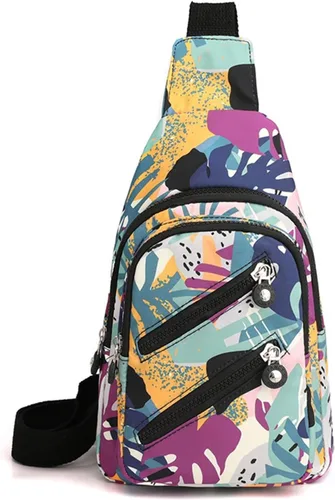 Miniatura 11 de FANDARE Elegante bolso bandolera para mujer para mujer, bolsa de pecho cruzada con agujero para auriculares, Negro, Grande