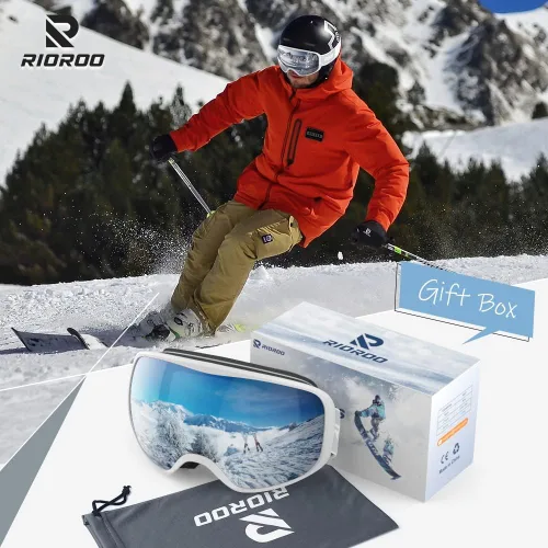 Miniatura 2 de Gafas de esquí de snowboard para hombres, mujeres, adultos, jóvenes, sobre gafas OTG/100% protección UV, antivaho/visión amplia