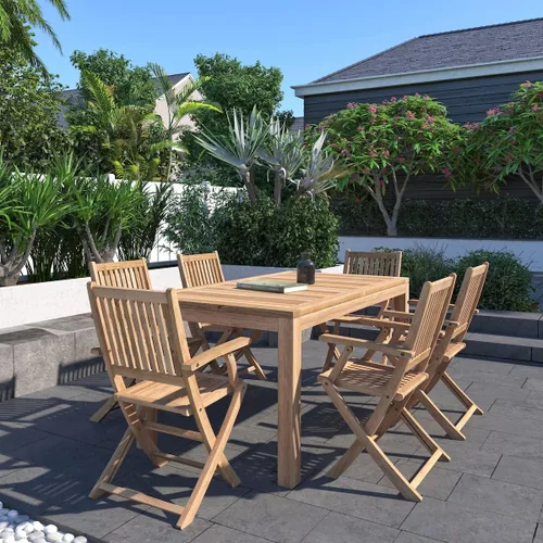 Miniatura 2 de Amazonia Teak Budapest - Juego de comedor rectangular de teca (7 piezas)