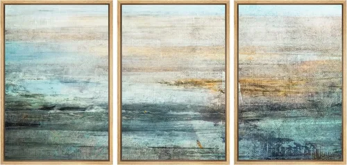 Miniatura 32 de wall26 Lienzo enmarcado para pared, juego de arte con trazos de pintura roja y naranja vibrante, paisaje, formas abstractas, ilustraciones, arte