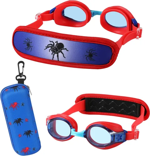 Miniatura 8 de Gafas de natación para niños de 2 a 6 años, gafas para niños sin jalar el cabello, gafas para niños con banda para la cabeza acolchada