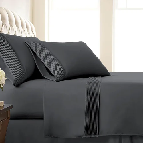 Miniatura 11 de Southshore Fine Linens®, juego de ropa de cama con bolsillo profundo, Microfibra, Negro, gemelo
