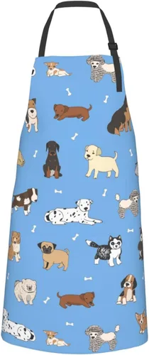 Miniatura 8 de Perinsto Delantal Impermeable para Mascotas Perros Gatos Animales Lindos con Babero para Aseo Cocina Horneado Pintura Jardinería Perro (azul)
