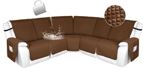 Miniatura 11 de HDCAXKJ Fundas de sofá seccional reclinable 100% impermeable, forma de L, funda de sofá reclinable lavable acolchada suave para mascotas, perro