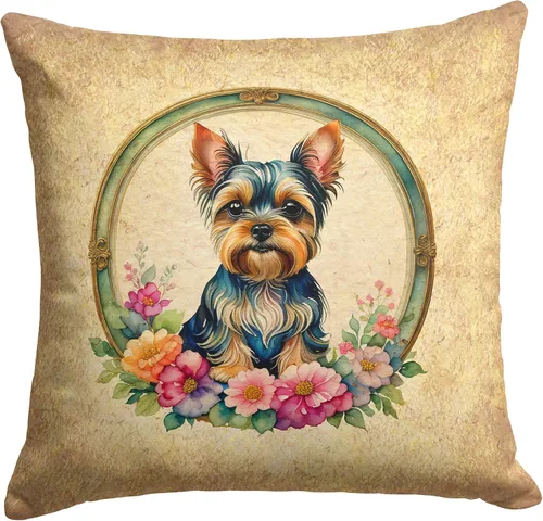 Miniatura 165 de Caroline's Treasures DAC2072PW1414 Affenpinscher and Flowers - Almohada decorativa de tela, lavable a máquina, para interiores y exteriores