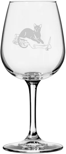 Miniatura 157 de Copa de vino de 12.75 onzas con temática de gato abisinio grabada para todo uso