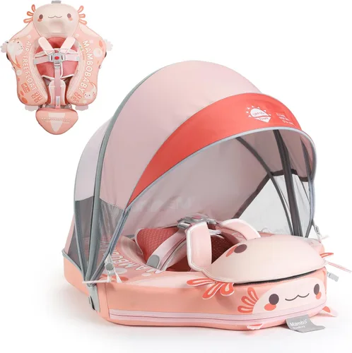 Mambobaby Float Deluxe - Flotador de piscina para bebés: entrenador de natación seguro y cómodo para bebés y niños pequeños, diseño no inflable, Rosa