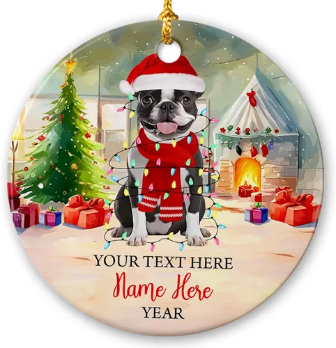 Miniatura 29 de Adorno de cerámica de Alaska Malamute de Feliz Navidad, decoración personalizada de Papá Noel, perro de Alaska Malamute nombre de perro, decoración