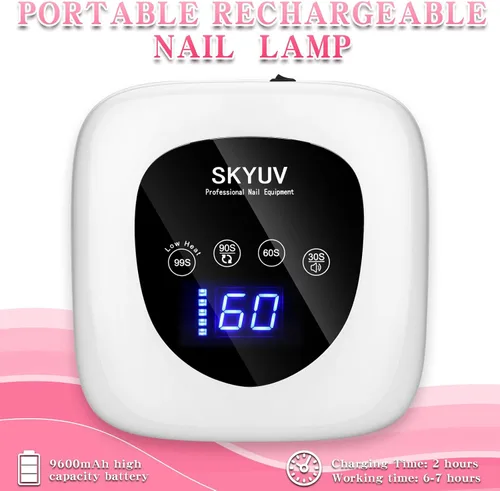 Miniatura 7 de Lámpara de uñas recargable LED UV, secadora de uñas inalámbrica para esmalte de gel, lámpara de uñas UV con 4 ajustes de temporizador y pantalla