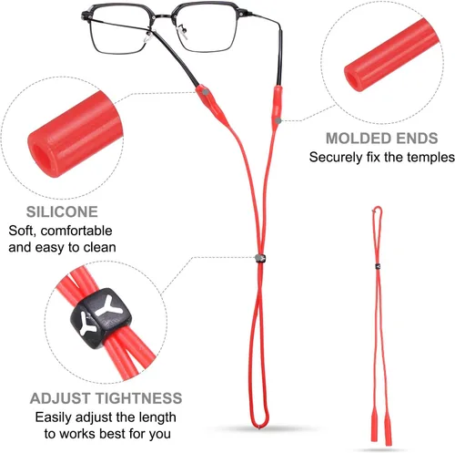 Miniatura 3 de HARFINGTON Correa ajustable para gafas de sol, correa de silicona para gafas de sol, correa de retención de gafas, cordón
