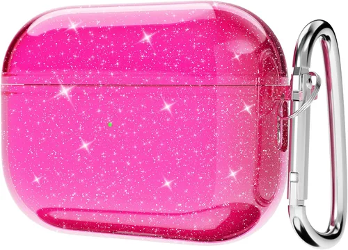 Miniatura 7 de Svanove Funda para Airpods Transparente con Purpurina, Funda Brillante y Bonita para Airpods de 1ª y 2ª Generación con Llavero, Carcasa Rígida