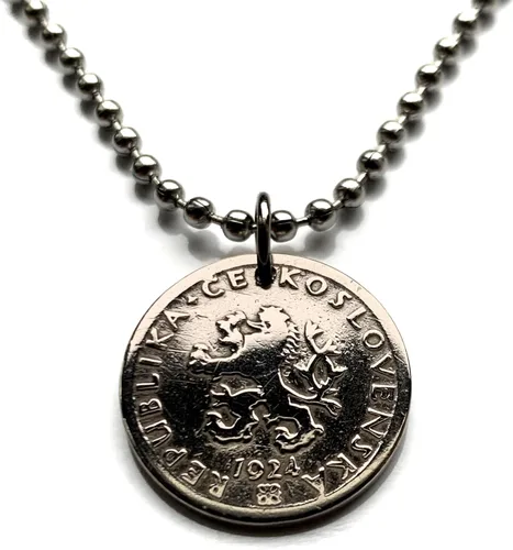 1928 Checoslovaquia 20 Haleru moneda colgante León checo Escudo eslovaco Praga Brno Bratislava Ostrava Bohemia Moravia Puente de Carlos Karlstejn
