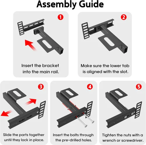 Miniatura 4 de Paquete de 2 soportes de cabecera ajustables para marco de cama de metal y base ajustable, adaptador universal de fijación de cabecero, se adapta a