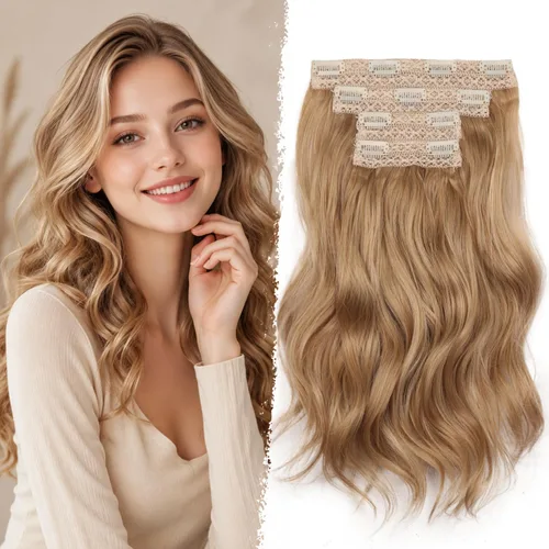 Miniatura 38 de Extensiones de cabello con clip, extensiones de cabello sintético ondulado de 14 pulgadas con clip (color: 22H10#)