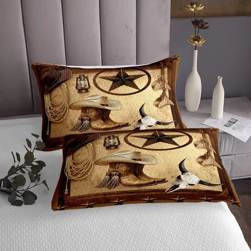 Miniatura 4 de Feelyou Colcha de vaquero occidental, tamaño King, diseño rústico de Texas Star con botas de vaquero, colcha acolchada para niños pequeños, diseño