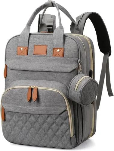Miniatura 9 de Mochila para pañales – Bolsa de bebé grande impermeable con puerto de carga USB, cambiador y correas para cochecito – Organizador de viaje elegante