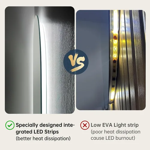 Miniatura 6 de Espejo LED arqueado para baño de 24 x 30 pulgadas, espejo de baño LED sin marco con luces, sin niebla, regulable, 3 cambios de color, inastillable