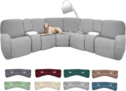 Miniatura 14 de Fundas de sofá reclinable seccional 100% impermeables para sofá reclinable en forma de L, funda de sofá modular de esquina en forma de L, fundas